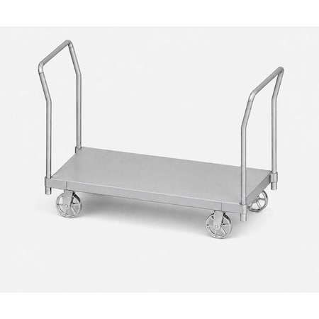 Pucel Steel Platform Truck, 34 in W x 48 in D, 6 in, Casters, With Extra Handle Sockets, Light Blue PT-3448-6S-EHS