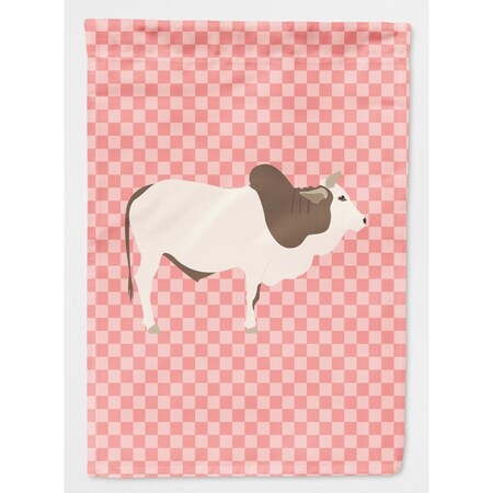 Carolines Treasures Malvi Cow Pink Check Garden Flag BB7830GF