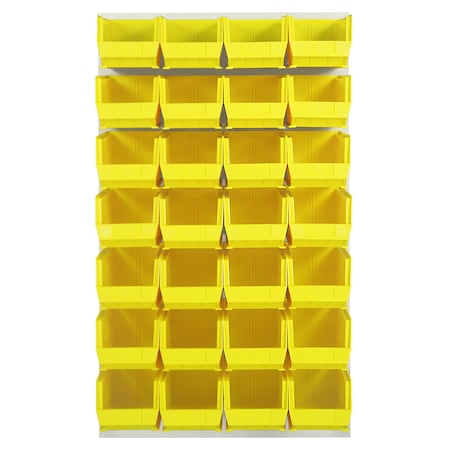 Quantum Storage Systems 36X61 HC LOUVERED PANEL W/28 BINS YELLOW QLP-3661HC-240-28YL