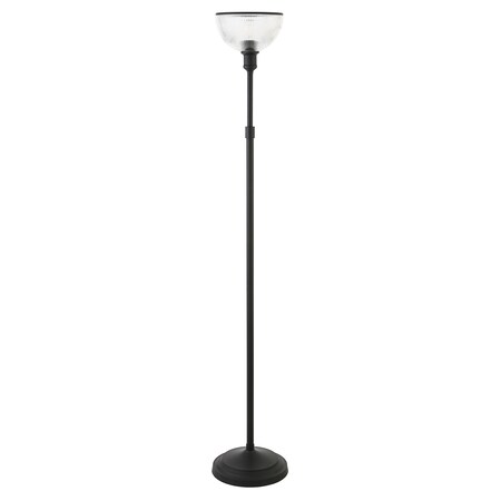 Homeroots 65" Black Novelty Floor Lamp With Clear Transparent Glass Dome Shade 523548