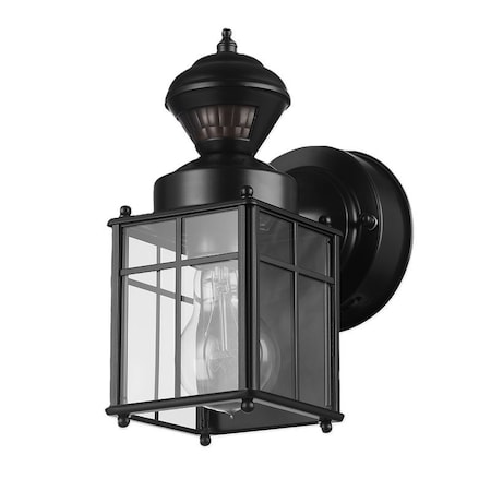 Globe Franklin Motion-Sensing Wall Lantern, LED Lamp, Black Fixture, Matte Black Fixture 60000001