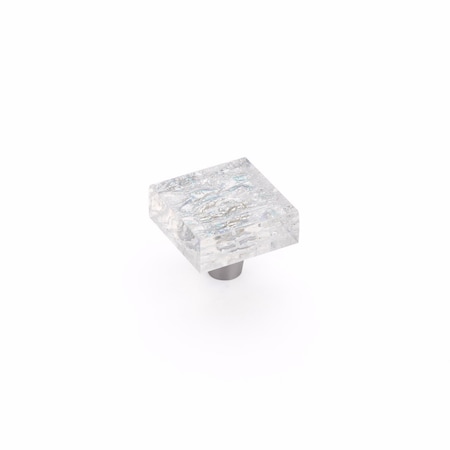 Schaub 1-1/2in Square Glass Ice Cabinet Knob Pearl Clear Finish 34-PCL