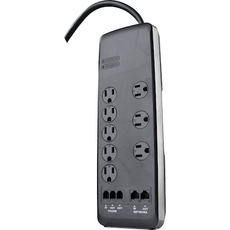 Southwire 8-Outlet 3540 J Black Surge Protector Strip with 6 Ft. Cord 41629