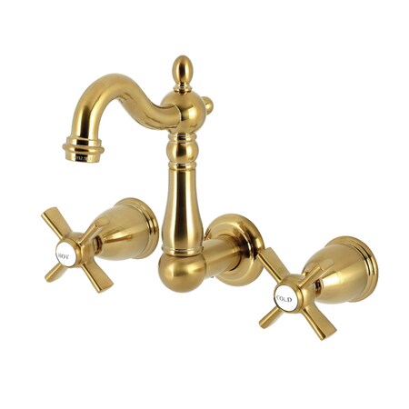 Kingston Brass Double-Handle Wall Mount Bathroom Faucet, Brushed Brass KS1227ZX