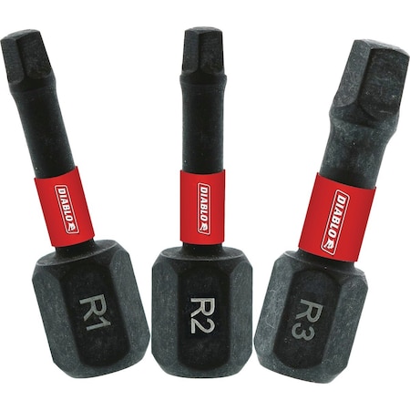 Diablo 3-Piece Square 1'' Impact Screwdriver Bit Set DSQV1-S3