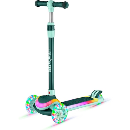 Lifemaster 3-Wheel Kids Scooter, LED Deck and Wheels, 5-Height Adjustable Handlebar, Aqua LMLUSA11