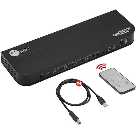 Siig 4x1 HDMI 4K HDR KVM USB 3.0 Switch with Remote Control CE-KV0F11-S1