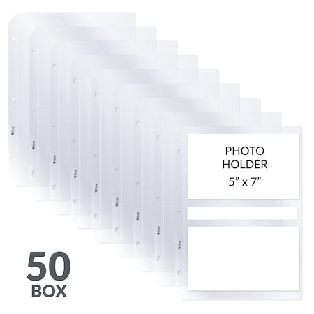 C-Line Products 8-1/8" x 11-1/4" Clear 35mm Ring Binder 3-1/2 x 5 Photo Storage Pages, 50/BX 52572