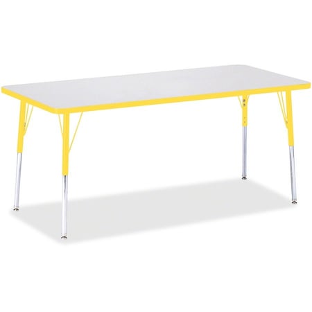 Jonti-Craft Berries Rectangle Activity Table, 30 in. x 72 in., A-height, Freckled Gray/Yellow/Gray 6413JCA007