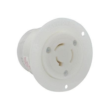 Leviton Flanged Locking Inlet, Non-NEMA, 20 A, 125/250V AC, 3 Pole, Flush Mount, Screw Terminals, White 3326-C