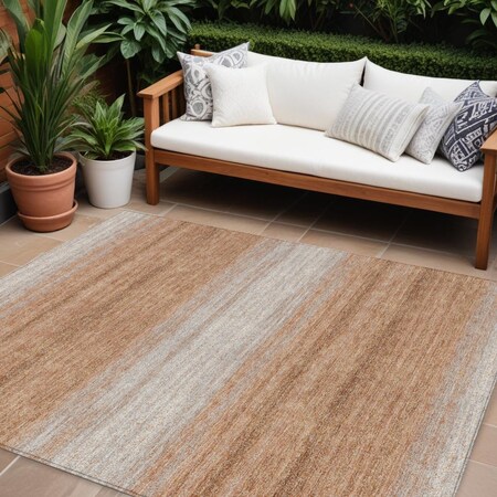 Homeroots 10' X 14' Copper And Beige Abstract Washable Indoor Outdoor Area Rug 599951