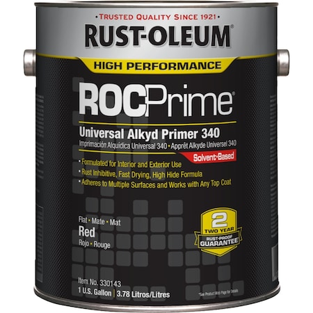 Rust-Oleum ROCPrime Universal Alkyd Primer 340, Red, Flat, 1 Gallon 330143