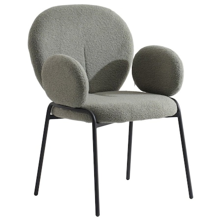 Leisuremod Celestial Boucle Dining Arm Chair with Black Powder Coated Iron Frame, Green CCABL-23G