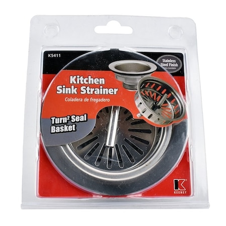 Keeney Mfg Rust-Resistant Strainer, 4-1/2 in Dia, Stainless Steel, For: Standard 3-1/2 in Sink K5411