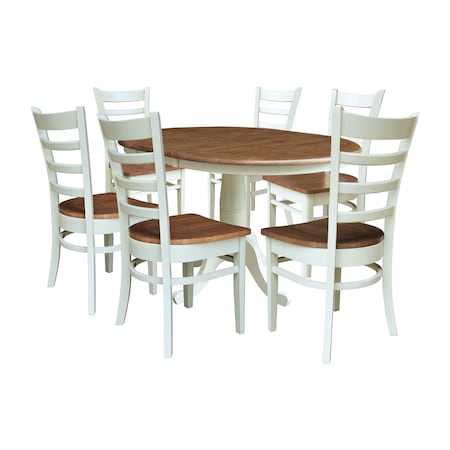 Whitewood Industries Rectangular Extension Dining Table W/ 6 Chairs, 36 in W, 29.3 in L, 48 in H, Parawood, 7 K79-36RXT-C617-6