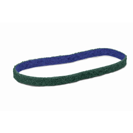 Scotch-Brite DURABLE FLEX LOW STRETCH BELT, FINE GRADE, ALUMINUM OXIDE ABRASIVE, GREEN 7100012444