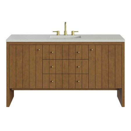 James Martin Vanities Hudson 60" Single Vanity, Honey Oak w/ 3 CM Lime Delight Silestone Top 435-V60S-HNO-3LDL