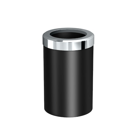 Gatco Modern Round 3 Gal. Wastebasket, Matte Black/Chrome Lid 1912C