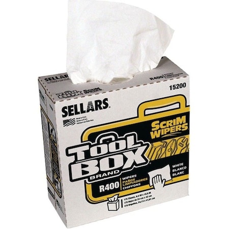 Sellars 4-Ply Scrim Popup 175Ct White 9.5"X16.5" Sht 8/Cs, 8PK 15200
