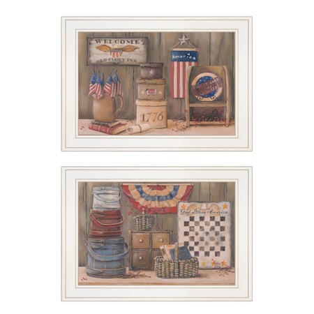 Homeroots Set Of Two God Bless or Sweet Land 1 White Framed Print Wall Art, 2PK 405999