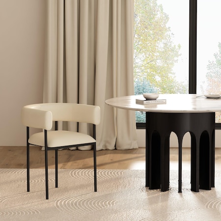 Manhattan Comfort Onda Metal Vegan Leather Dining Chair in Ivory DC1608-1