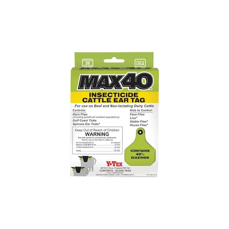 Y-Tex Max40 Insecticide Ear Tags for Cattle 21297070