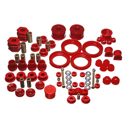 Energy Suspension Suspension Bushing Kit, Red; Polyurethane; Includes Front Control Arm Bushings/ Front Shock 16.18110R