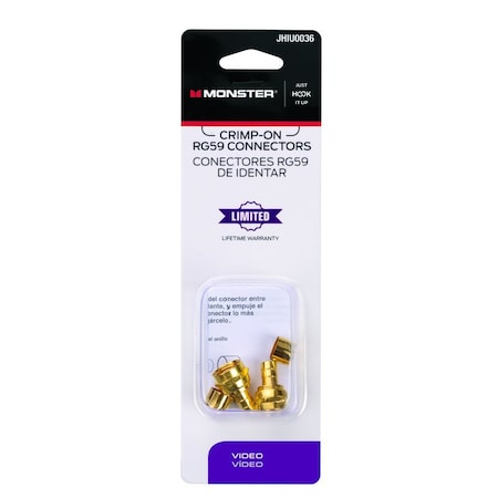 Monster Cable Just Hook It Up Crimp-On RG59 Coaxial Connector, 2PK JHIU0036