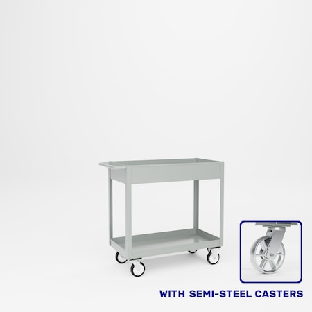Pucel Welded Box Service Cart, 18 in W x 36 in D x 37 in H, Semi-Steel Casters, 6 in Deep Box, Gray TSC-1836-6S