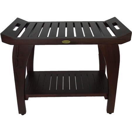 Homeroots 23" X 30" Dark Brown Solid Wood Shower Bench 383316