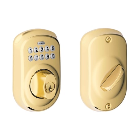 Schlage Bright Brass Steel Electronic Deadbolt BE365VPLY505