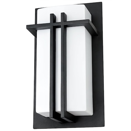 Sunlite Square Matte Black Wall Sconce Light Fixture, A19 Bulb, Indoor/outdoor, Opal Shade 46092-SU