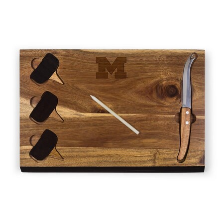 Picnic Time Family Of Brands NCAA Michigan Wolverines Delio Cheese Board and Knife Set - Charcuterie Board Set 833-00-512-343-0