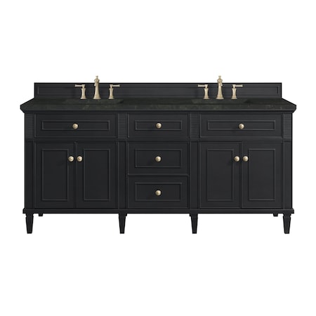 James Martin Vanities Lorelai 72" Double Vanity, Black Onyx, w/ 3 CM Phantome Eclos Top 424-V72-BKO-3PHT