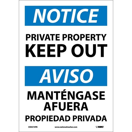 Nmc Notice Private Property Keep Out Sign - Bilingual, ESN374PB ESN374PB