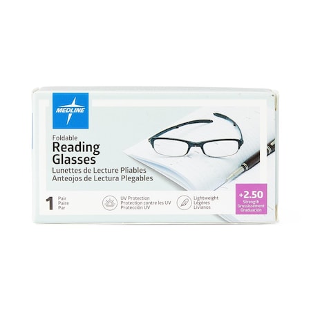 Medline Unisex Reading Glasses, Strength +2.50 NONRG250