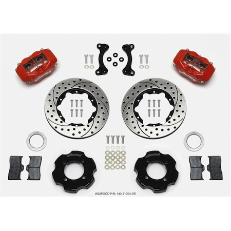 Wilwood 11 in. Forged Dynalite Front Hat Kit for 1995-2005 Miata Drilled - Red 140-11704-DR