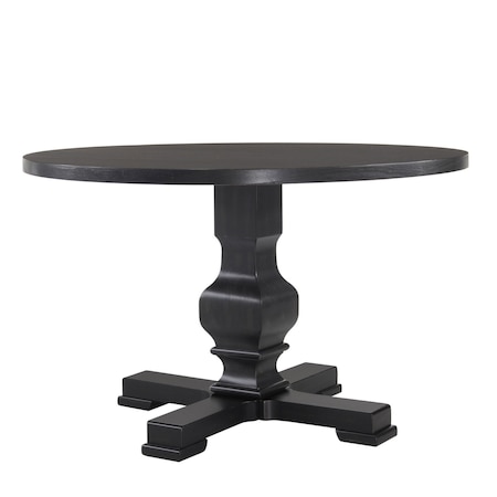 Homeroots 47" Black Rounded Solid Wood Pedestal Base Dining Table 517746