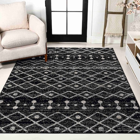 Jonathan Y Aksil Moroccan Beni Souk Black/Cream 5 ft. x 8 ft. Area Rug MOH208E-5