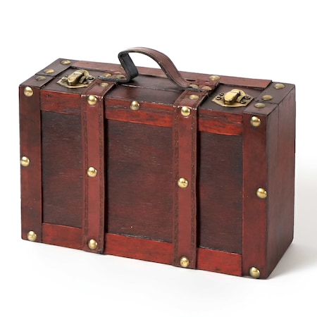 Vintiquewise Wooden Vintage Luggage Trunks - Antique Carry on Suitcase Storage Box with Hinged Lids, Small QI003013.S