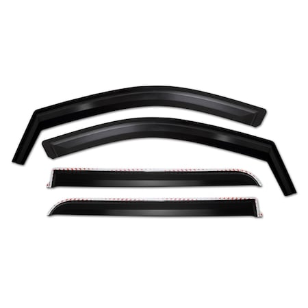 Putco Rainguards, Low Profile; In-Channel With Tape; Matte Black; Polycarbonate; Set Of 680221