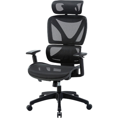 Lorell High-Back Mesh Chair with Headrest, Black LLR84396