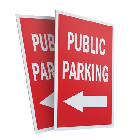 Signmission Public Parking With Arrow, Plastic Signs Only 24 Inch x 36 Inch, Corrugated Plastic, 2PK CSB-2436-2PACK-Public Parking With Arrow