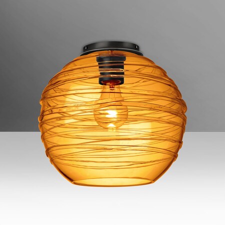 Besa Lighting Besa Wave 10 Ceiling Black Amber 1x60W E26 base 462782C-BK