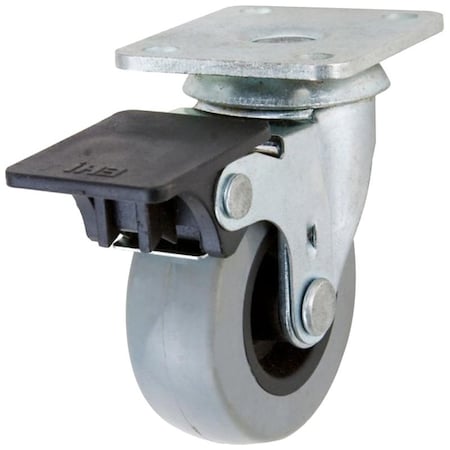 Shepherd Hardware G1 Series Swivel Caster with Brake, 2 in Dia Wheel, TPU Wheel, Gray, 88 lb 3542