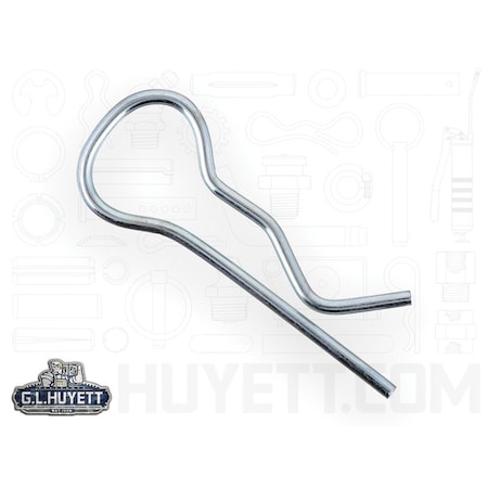 Huyett Bridge Pin, Zn Plt Spg Stl, .125 Wire Dia x 3.125 L x 1 In Eye Dia x Fits .75 to 1-1/8 Shft BP-202