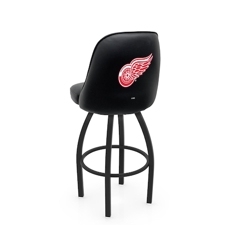 Holland Bar Stool Co Logo Grizzly Detroit Red Wings 30 in. Swivel Bar Stool with Black Wrinkle Finish L048