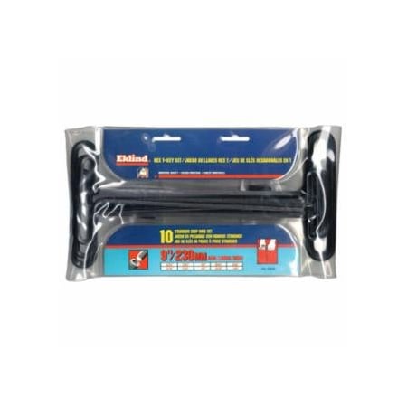 Eklind Standard Grip Inch T-Key Sets, 10 per pouch, Hex Tip, Inch, 9 in Handle 269-33910