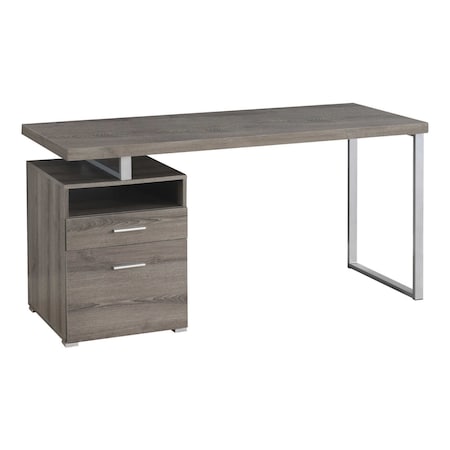 Homeroots 60" Taupe and Silver Computer Desk With Two Drawers 333385