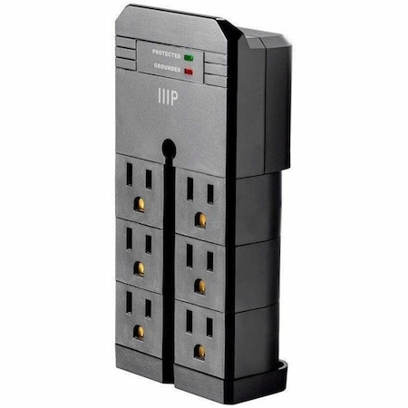 Monoprice Outlet Tap, Surge, Wall Tap, 5-15R, 5-15P, 0 ft., Black 15876
